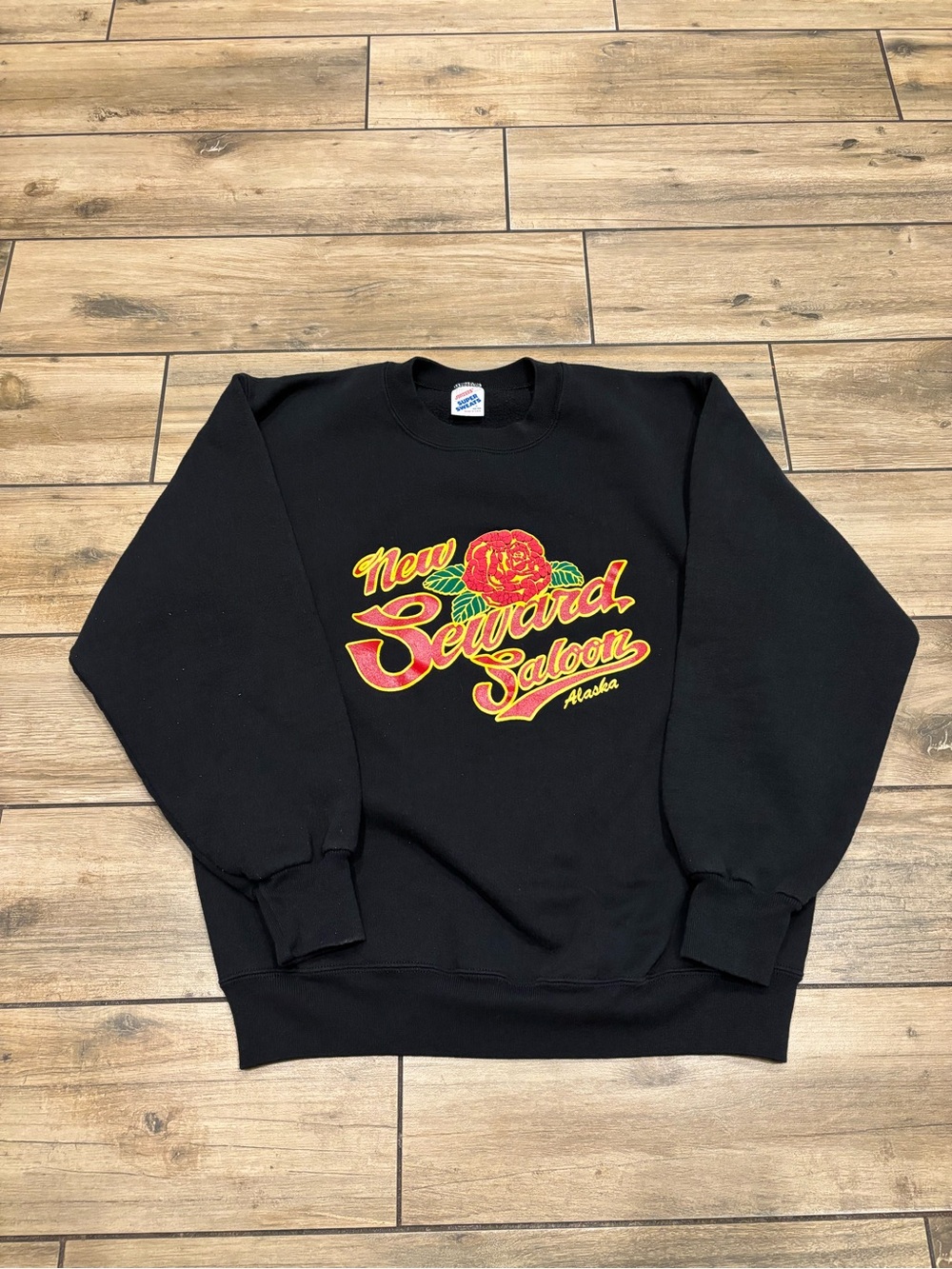 Vintage 90s Jerzees Super Sweats New Seward Saloon Alaska Sweatshirt Size Large